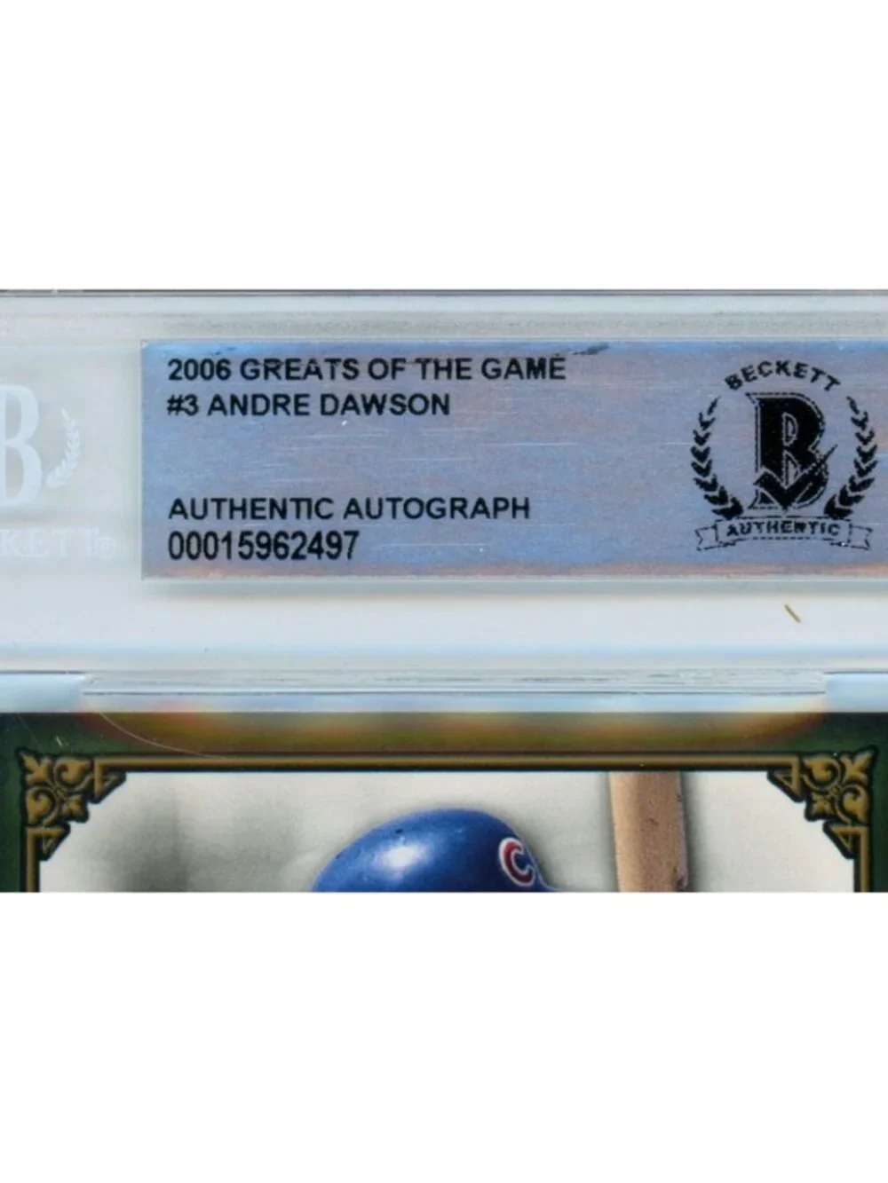Andre Dawson Signed 2006 Fleer Greats of the Game #3 Chicago Cubs BAS Slab Auto